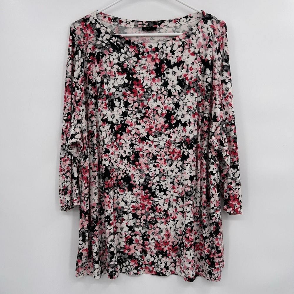 J. Jill Wearever Collection Womens Floral Top Size 2X Stretch Feminine Rayon